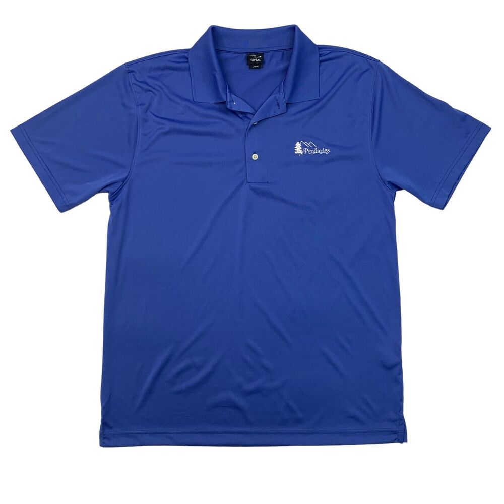 Page and Tuttle Polo Shirt Mens L Large Lapis Short Sleeve Pendaries Performance